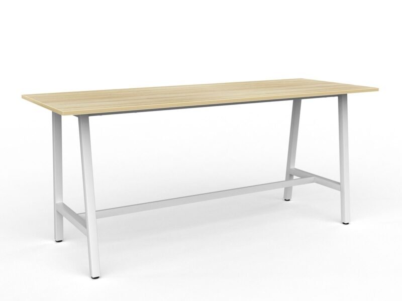 Knight's Cubit Bar Leaner Table 2400mm x 900mm - White Frame (Choice of Worktop Colours)