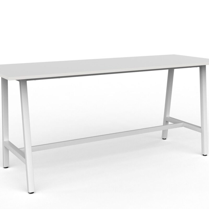 Knight's Cubit Bar Leaner Table 2400mm x 900mm - White Frame (Choice of Worktop Colours)