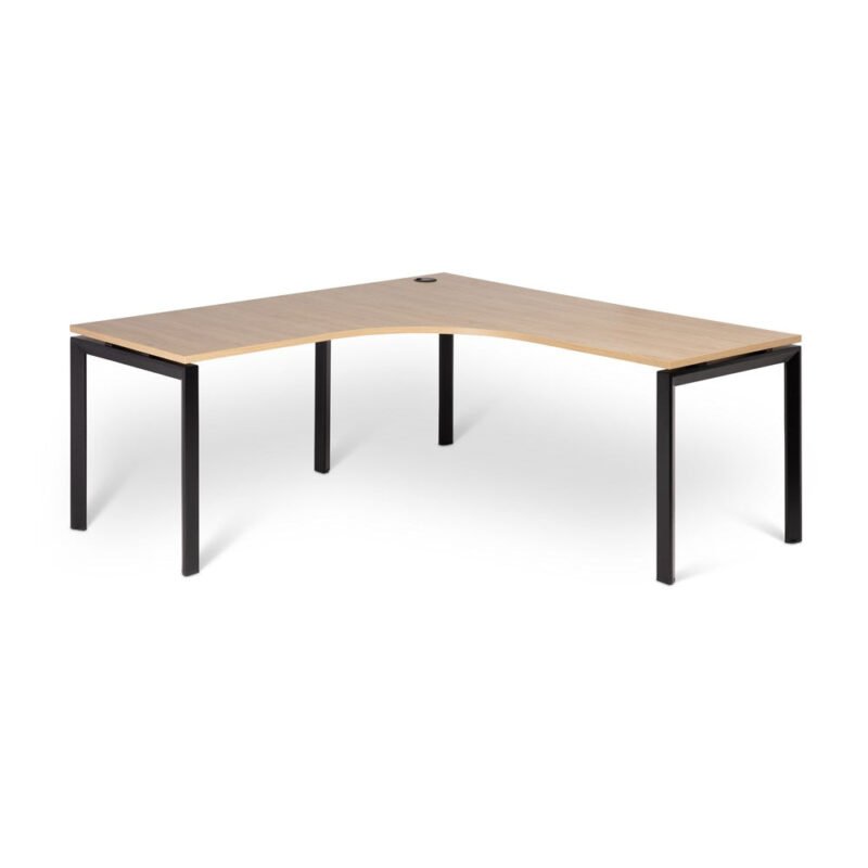 Novah Corner Desk 1800mm x 1800mm x 700mm - Black frame / Autumn Oak top