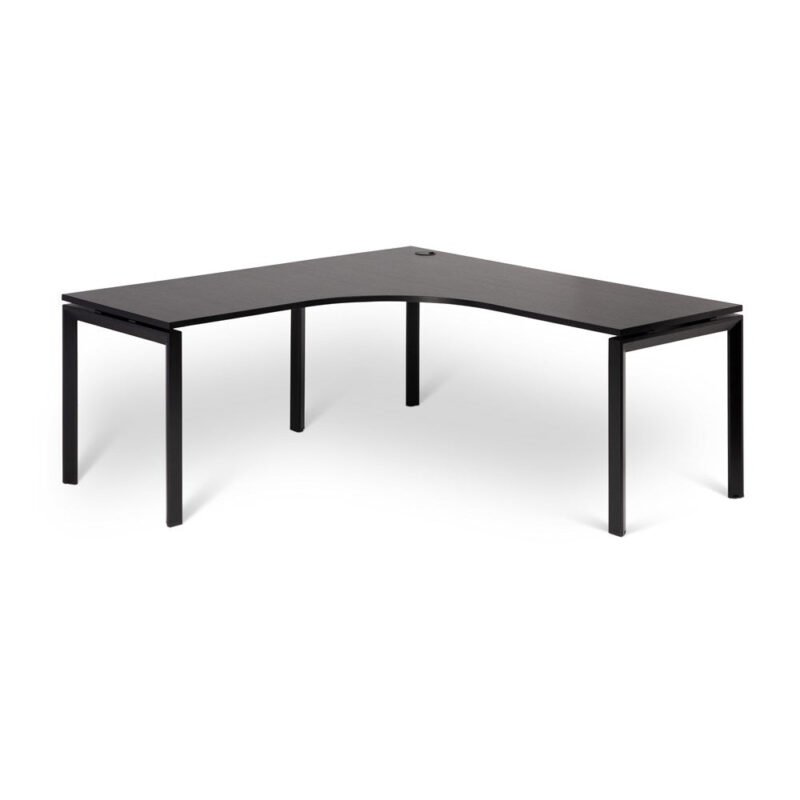 Novah Corner Desk 1800mm x 1800mm x 700mm - Black frame / Black Woodgrain top