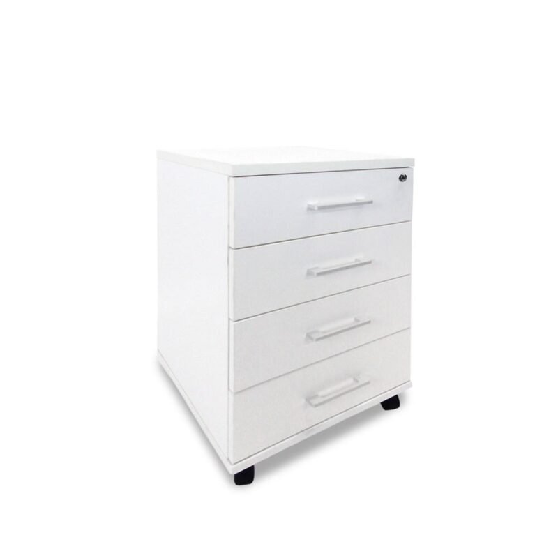 Sonic Locking 4 Drawer Mobile Storage Cabinet, White